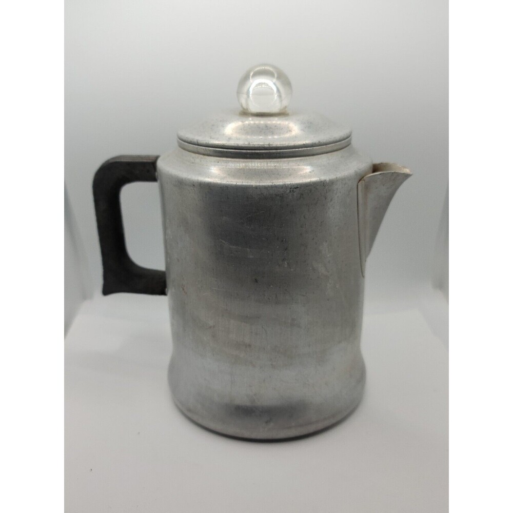 Comet Aluminum 7 Cup Glass Percolator Camping Stove-Top Coffee Pot USA Vintage
